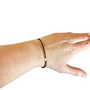 Monet Gold Black Enamel Bangle Bracelet